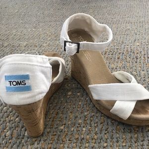 White TOMS Wedges